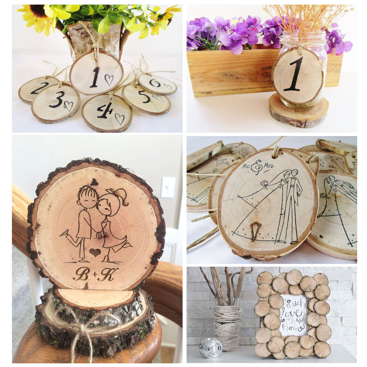 Wood Log Slices Discs DIY Craft Rustic Wedding Pyrography Coasters UK Stock! 