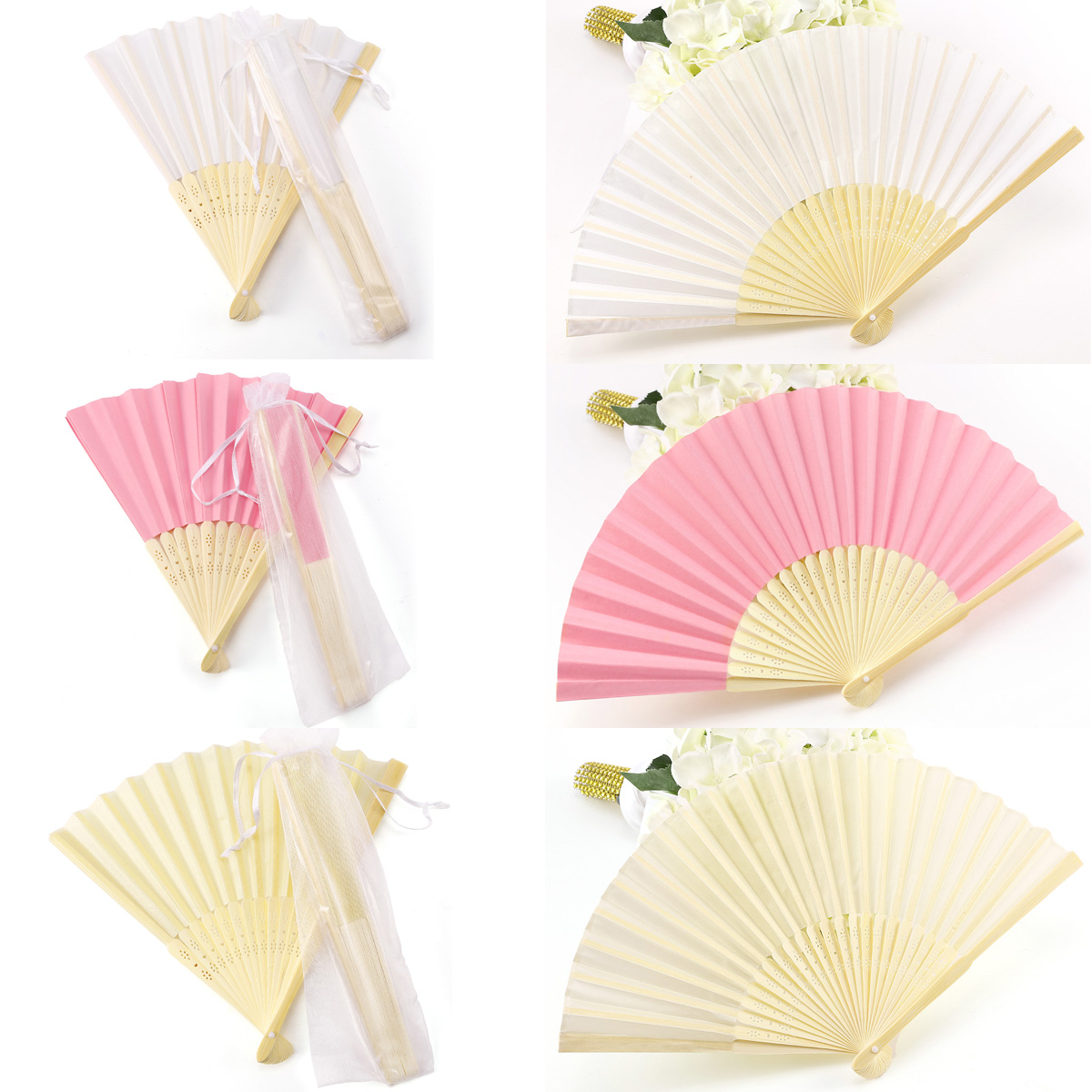 10 Wedding Beach Theme Silk Fan Guest Gift Table Favour Chinese