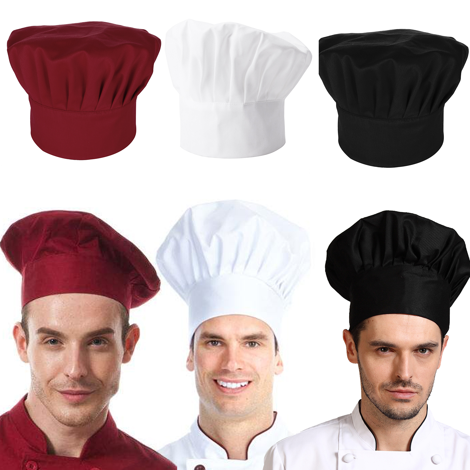 Chef Hat Cook Cap Mushroom Baker Hat Work Wear Kitchen Catering ...