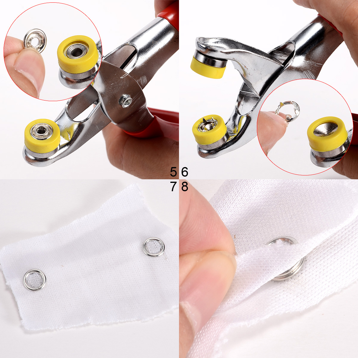 100pcs Prong Pliers Ring Press Studs Snap Popper Fasteners 9.5mm Repair ...