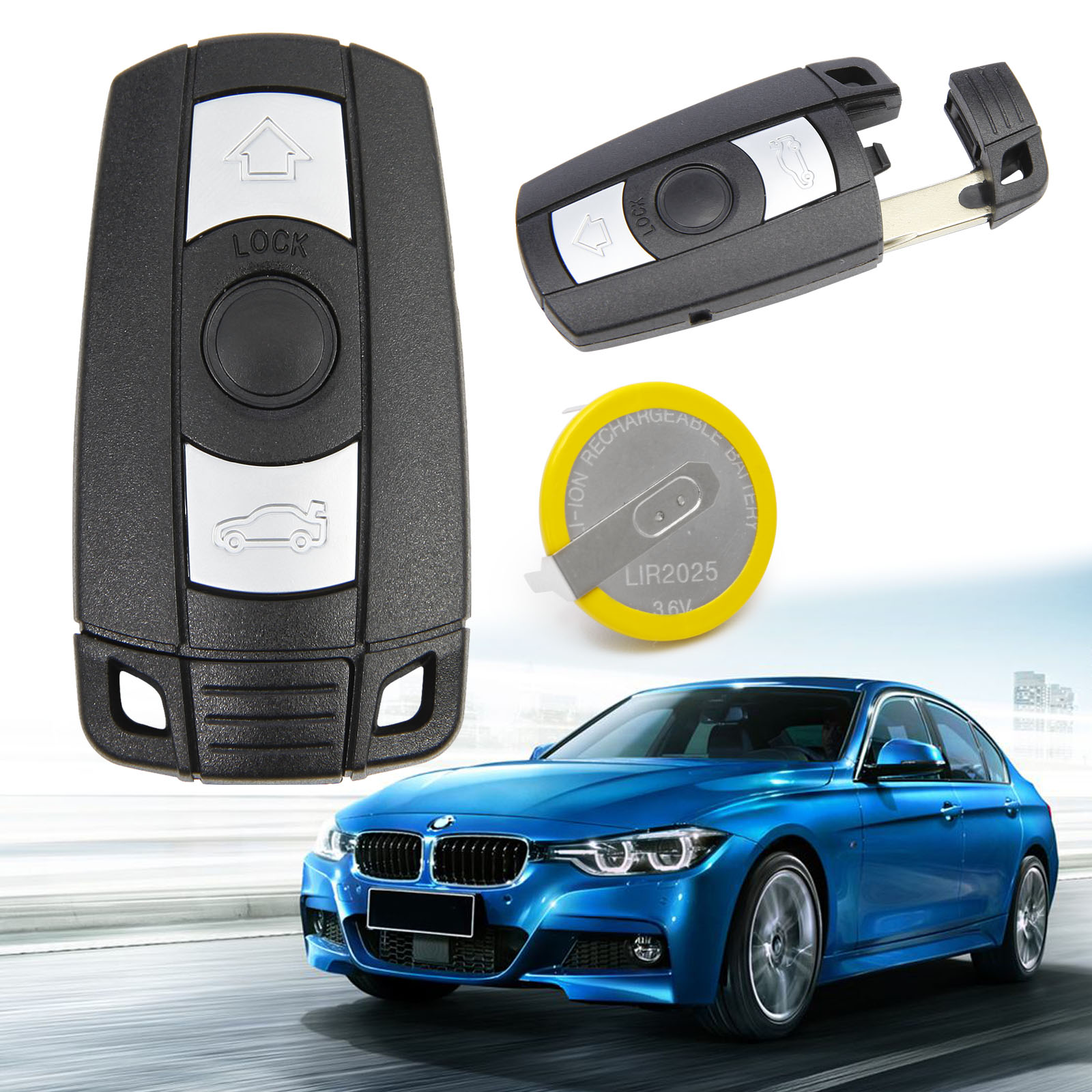 For BMW 1 3 5 6 7 E90 E92 E93 3 Button Keyless Entry Smart Key Fob