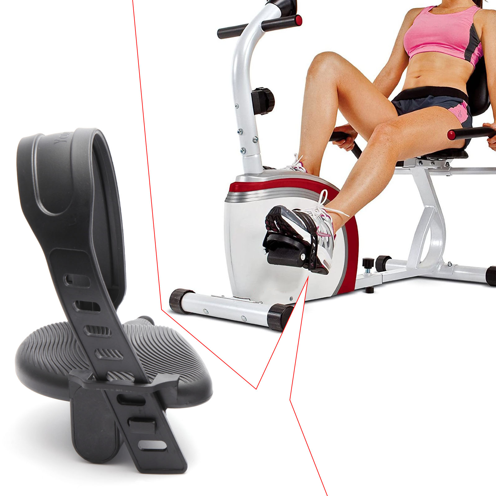 Exerciser Bike Pedals with Strap for Stationary Spin Bike Recumbent 1/2