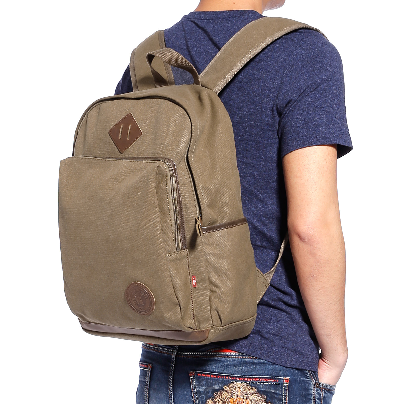 Men's Boy Canvas Backpack School Bag Satchel Rucksack Hiking Travel Bag ...
