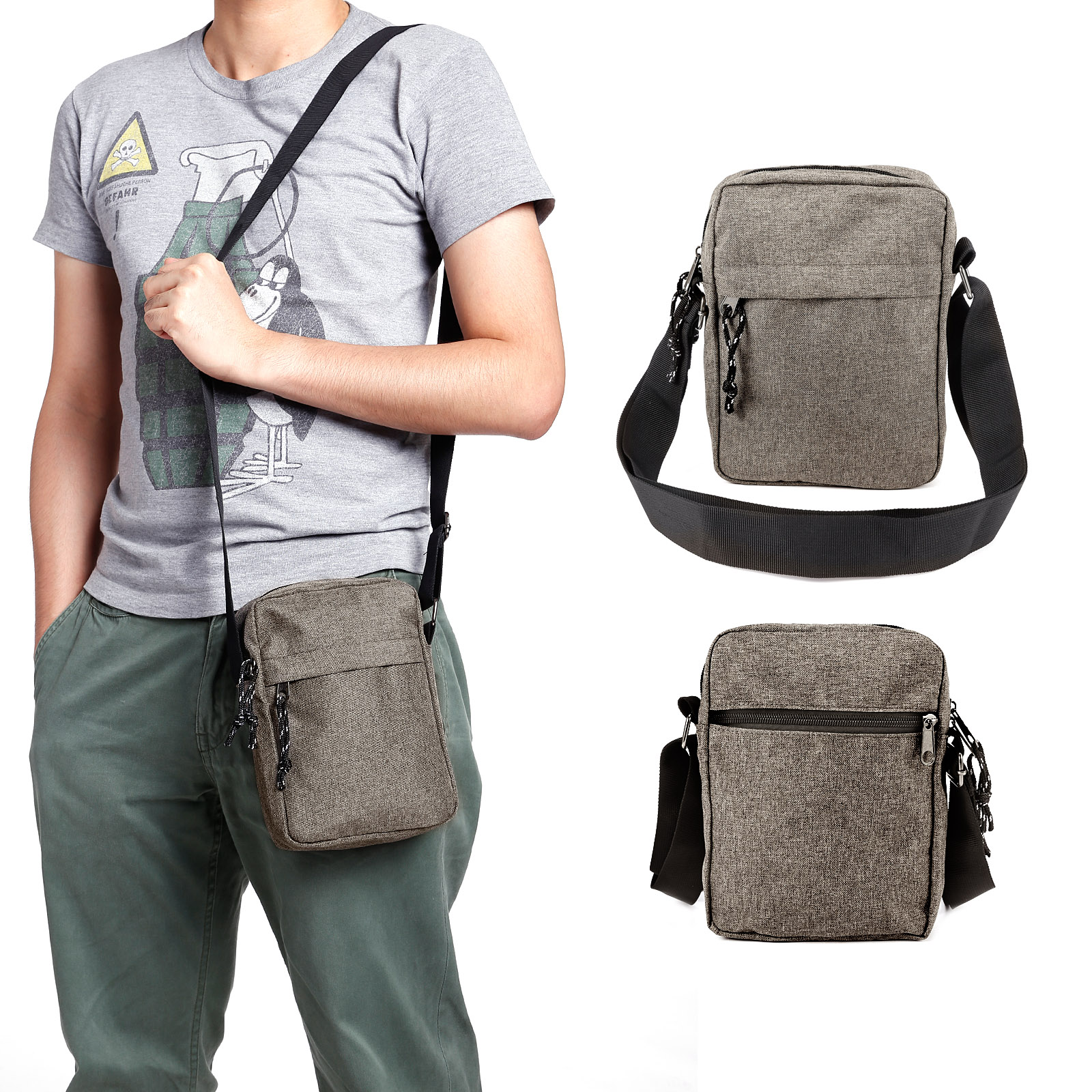 Men's Small Canvas Crossbody Bag | semashow.com